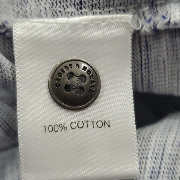 Crosby & Howard long sleeve men's blue and white striped button henley size Lg - Picture 7 of 8